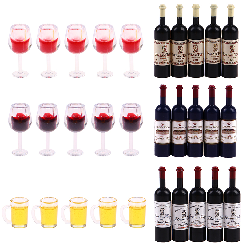 Wine Beer House - 5Pcs 1:12 Dollhouse Miniature Wine Cup